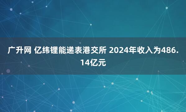 广升网 亿纬锂能递表港交所 2024年收入为486.14亿元